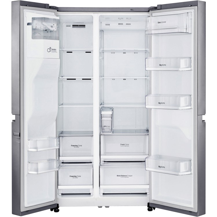 LG GSL461ICEZ Frost Free Side-by-side American Fridge Freezer With Non-plumbed Ice and Water Dispenser - Platinum Steel
