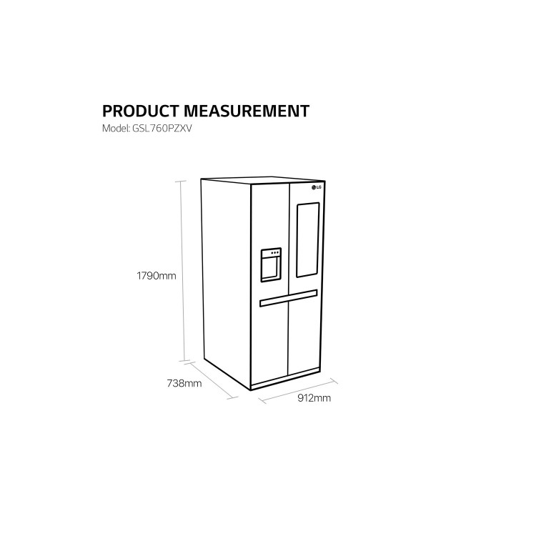 LG 625 Litre American Fridge Freezer - Stainless steel
