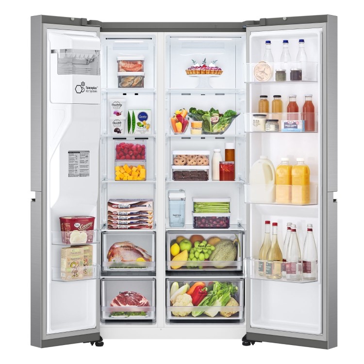 LG NatureFRESH 635 Litre Side-by-Side American Fridge Freezer - Shiny Steel