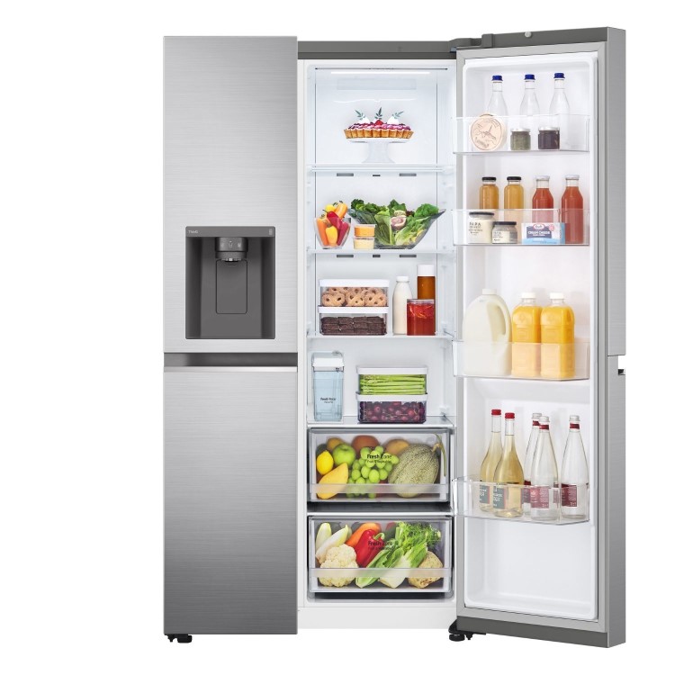 Refurbished LG NatureFRESH 635 Litre Side-by-Side American Fridge Freezer - Shiny Steel