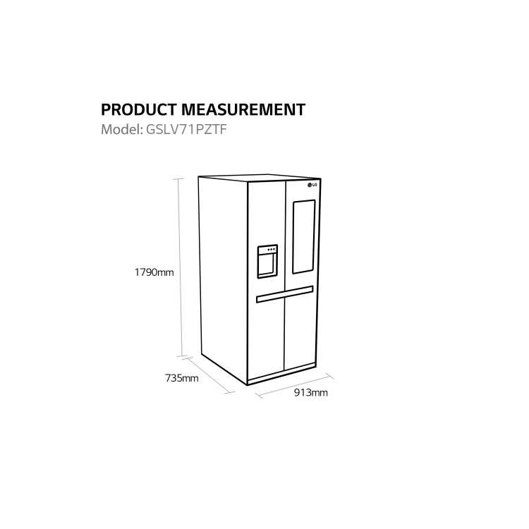 Refurbished LG GSLV71PZTF 635 Litre American Fridge Freezer 