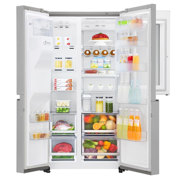 LG GSX961NSVZ InstaView Door-in-door Multi-door American Fridge Freezer With Non-plumb Ice & Water Dispenser - Premium Steel