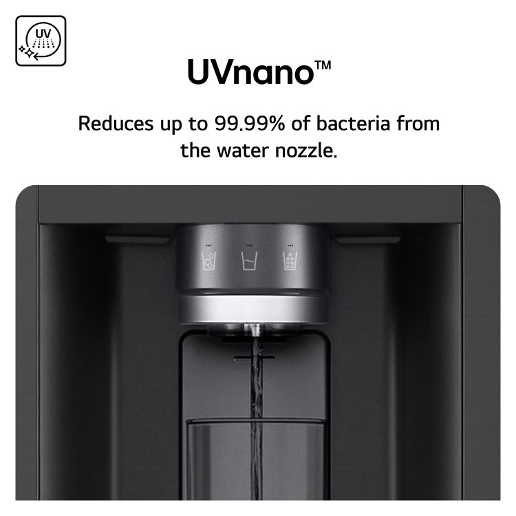 LG InstaView™ 628 Litre Side-By-Side American Fridge Freezer - Essence Black Steel