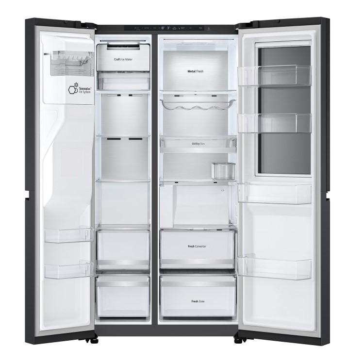 LG InstaView™ 628 Litre Side-By-Side American Fridge Freezer - Essence Black Steel