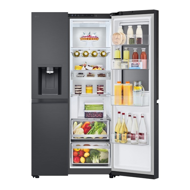LG InstaView™ 628 Litre Side-By-Side American Fridge Freezer - Essence Black Steel