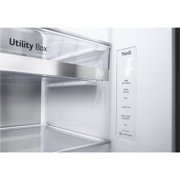 Refurbished LG InstaView ThinQ GSXV90MCAE 635 Litre American Fridge Freezer With Plumbed Ice And Water Dispenser Black