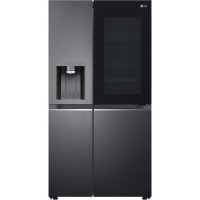 Refurbished LG InstaView ThinQ GSXV90MCAE 635 Litre American Fridge Freezer With Plumbed Ice And Water Dispenser Black