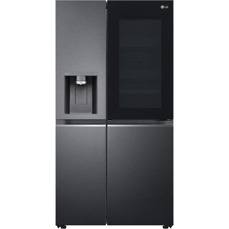 Refurbished LG InstaView ThinQ GSXV90MCAE 635 Litre American Fridge Freezer With Plumbed Ice And Water Dispenser Black