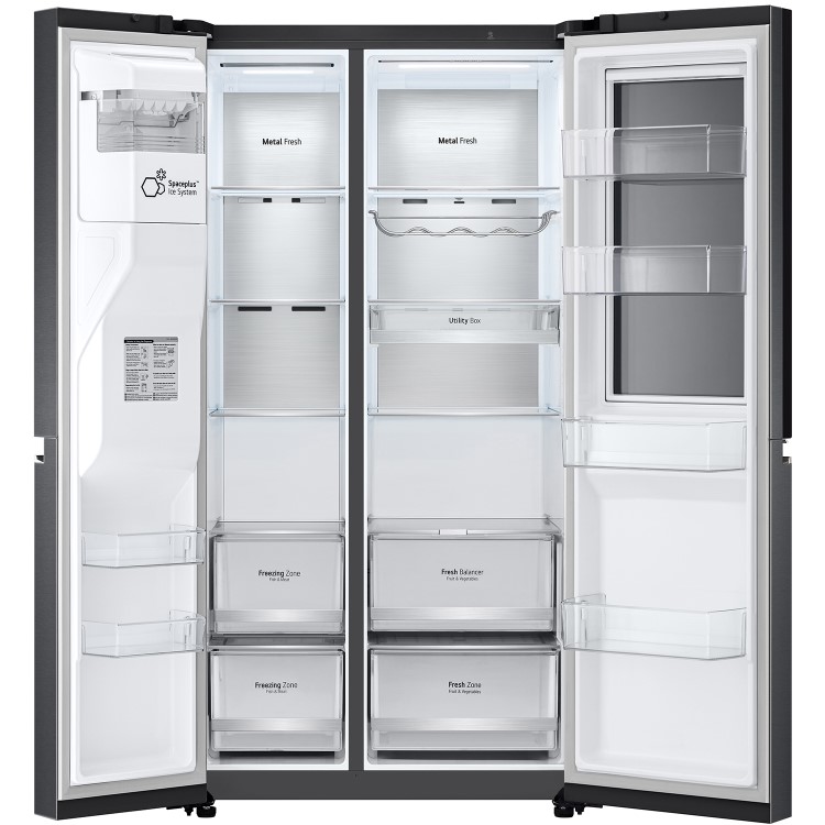 Refurbished LG InstaView ThinQ GSXV90MCAE 635 Litre American Fridge Freezer With Plumbed Ice And Water Dispenser Black