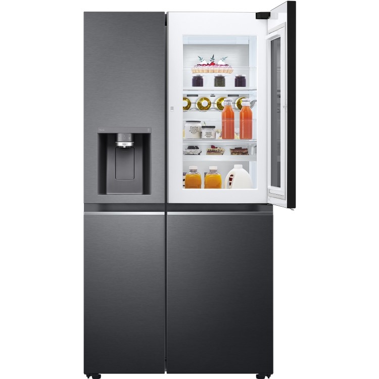 Refurbished LG InstaView ThinQ GSXV90MCAE 635 Litre American Fridge Freezer With Plumbed Ice And Water Dispenser Black