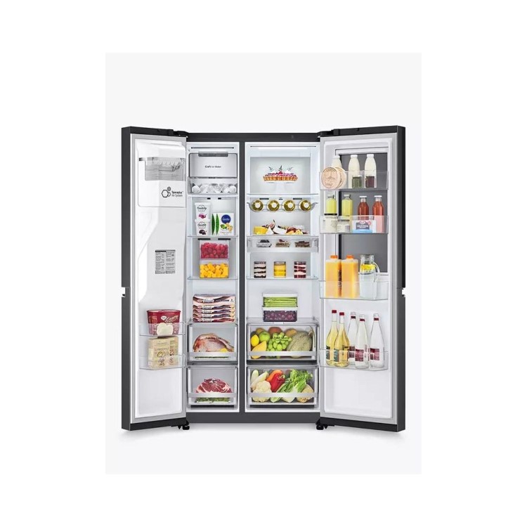 LG InstaView 635 Litre Side-by-Side American Fridge Freezer - Matte Black