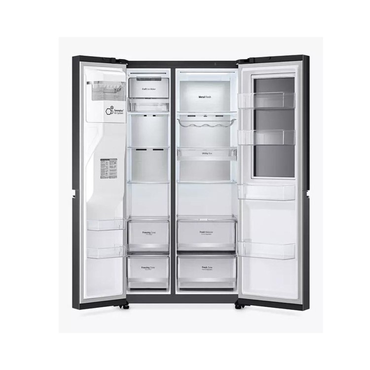 LG InstaView 635 Litre Side-by-Side American Fridge Freezer - Matte Black