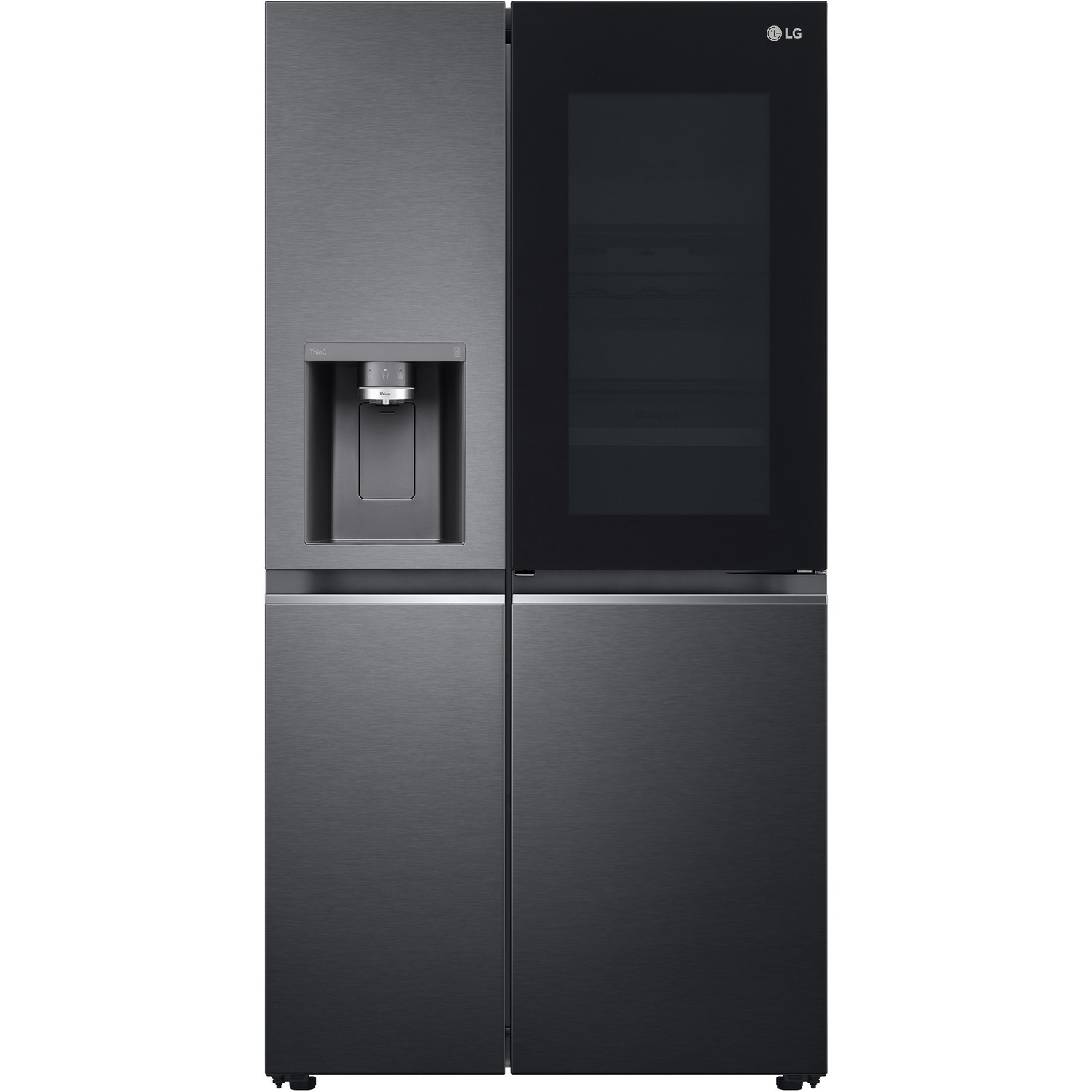 LG InstaView ThinQ American Fridge Freezer With Non-Plumbed Ice And Water Dispenser - Matte Black