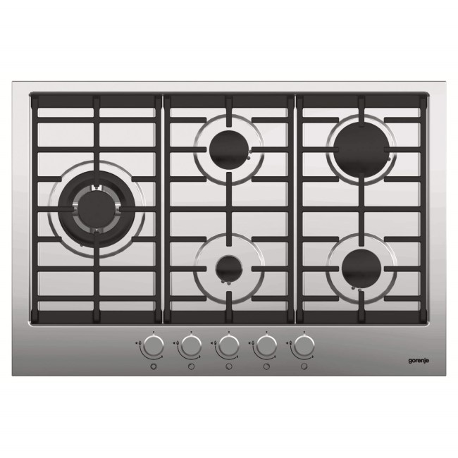 Gorenje GW761UX 75cm Gas Hob With Cast Iron Pan Supports - Stainless Steel