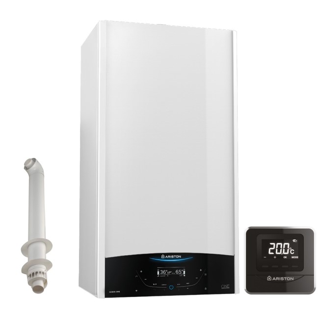 Ariston Genus One Net 24 Kw A+ Combi Boiler with Alexa WiFi with Free Cube RF Control and Horizontal Flue Kit  - 12 Year warranty