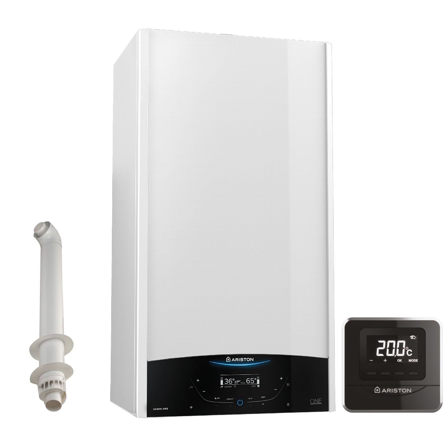 Ariston Genus One Net 30kw Plus A+ Combi Boiler with Cube RF Control and Horizontal Flue Kit - 12 Ye