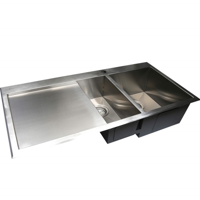 GRADE A2 - Taylor & Moore Square 1.5 Bowl Left Hand Drainer Stainless Steel Kitchen Sink
