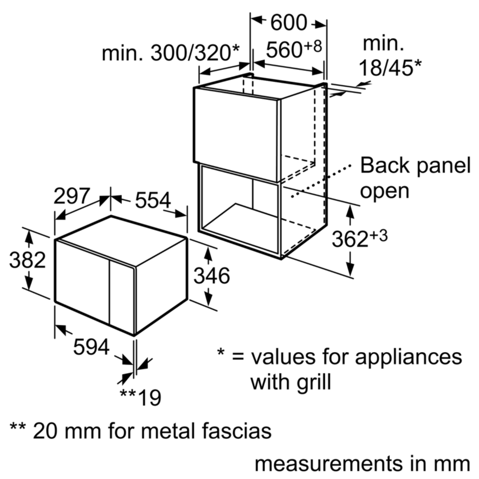 Neff H11WE60S0G 800W 20L Builtin Standrard Microwave Black For 60cm
