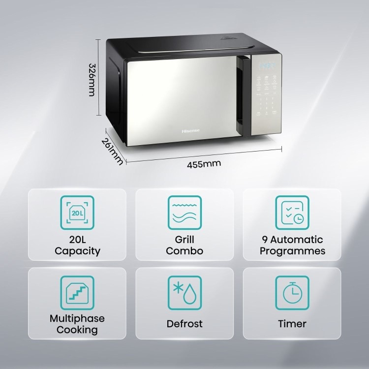 Hisense 20L Freestanding Combination Microwave Oven & Grill - Black