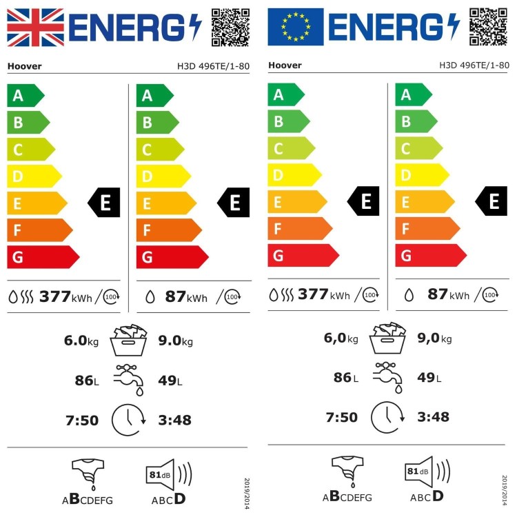 Refurbished Hoover H-Wash 300 9kg Wash 6kg Dry 1400rpm Washer Dryer - White