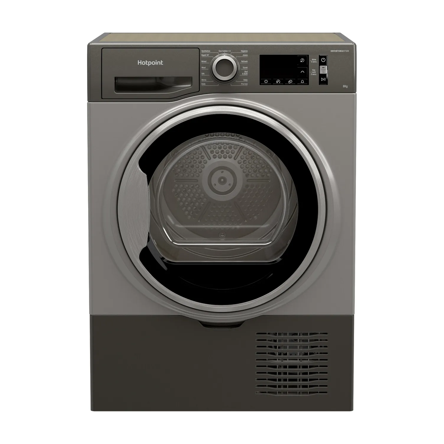 Refurbished Hotpoint H3D81GSUK Freestanding Condenser 8KG Tumble Dryer Graphite