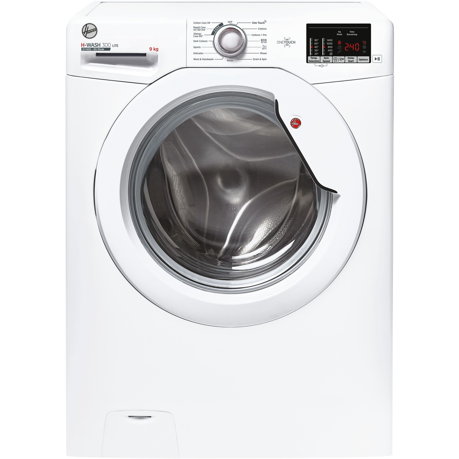 Refurbished Hoover H-Wash 300 H3W492DE/1-80 Freestanding 9KG 1400 Spin Washing Machine White