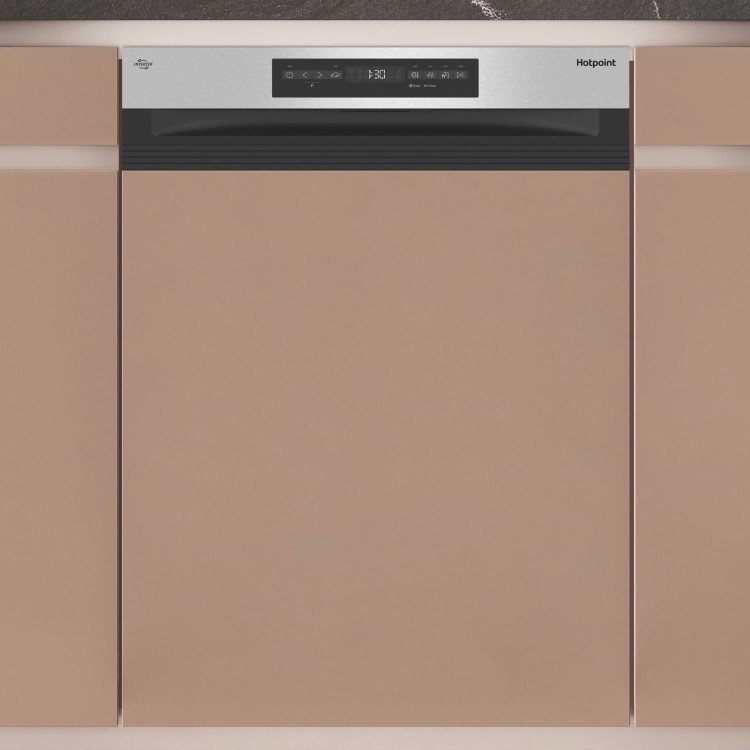 Hotpoint Maxi Space Semi-Integrated Dishwasher - C-Rated Silver control panel