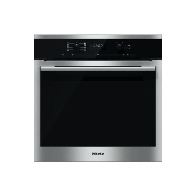 Miele ContourLine H6160BPclst A+ Rated Built In Electric Single Oven With Pyrolytic Cleaning - Clean Steel