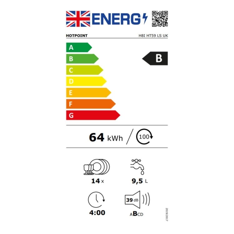 Hotpoint Hydroforce Integrated Dishwasher - B-Rated, Black control panel