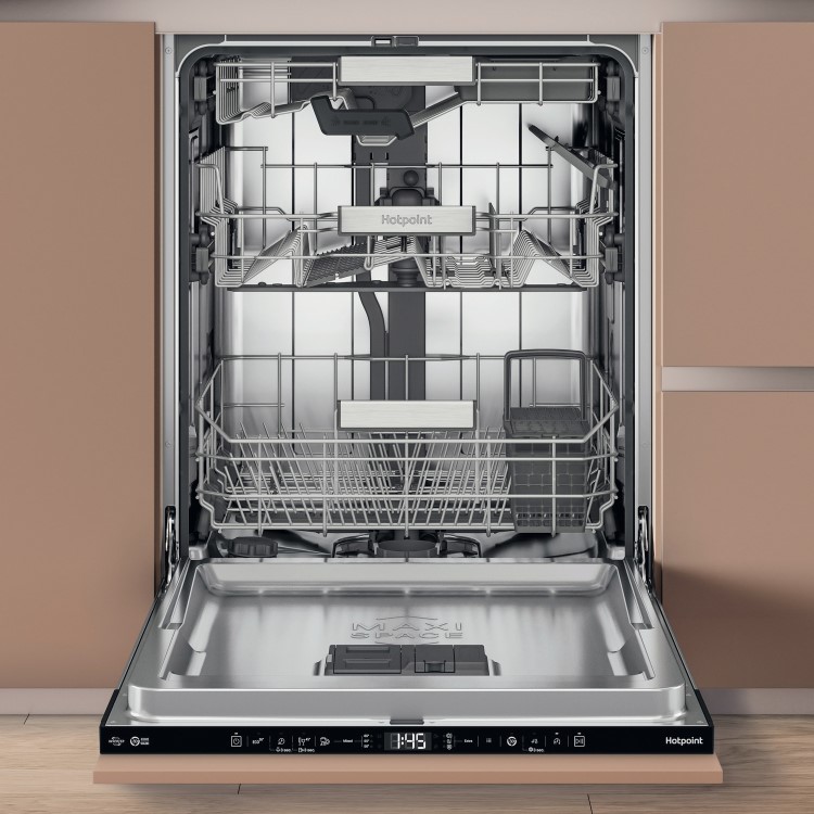Hotpoint Hydroforce Integrated Dishwasher - B-Rated, Black control panel