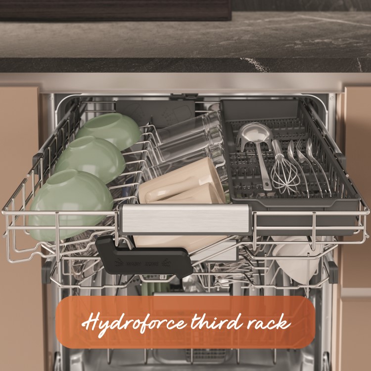 Hotpoint Hydroforce Integrated Dishwasher - B-Rated, Black control panel