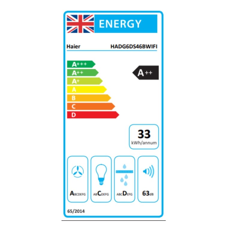 Haier I-Link 60cm Chimney Cooker Hood - Black