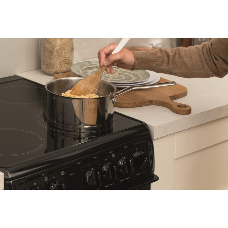 Hotpoint HAE51KS 50cm Double Cavity Electric Cooker With Ceramic Hob Black