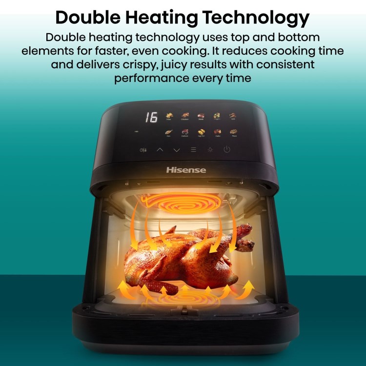 Hisense HAF1800DCDUK 6.3L Air Fryer with Touch Colour Display - Black
