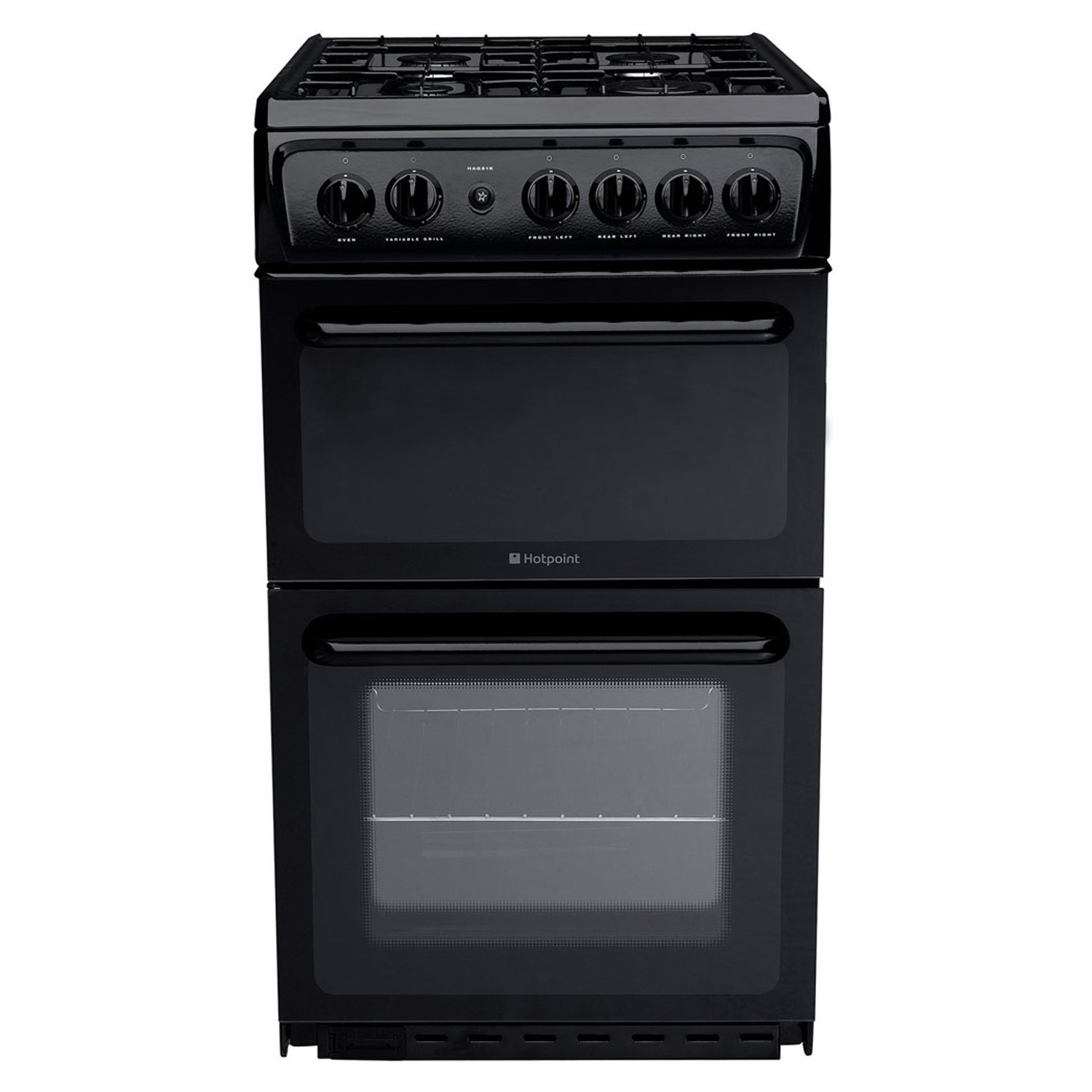 Hotpoint HAG51K 50cm Twin Cavity Gas Cooker Black Appliances Direct
