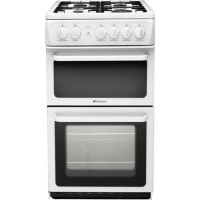 GRADE A1 - Hotpoint HAG51P 50cm Twin Cavity Gas Cooker - White