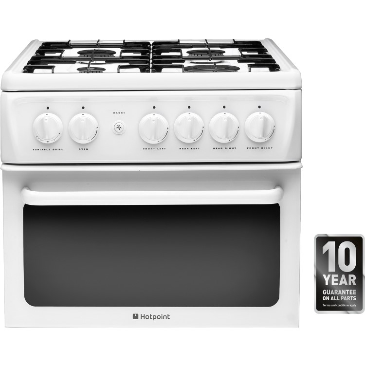 GRADE A1 - Hotpoint HAG51P 50cm Twin Cavity Gas Cooker - White