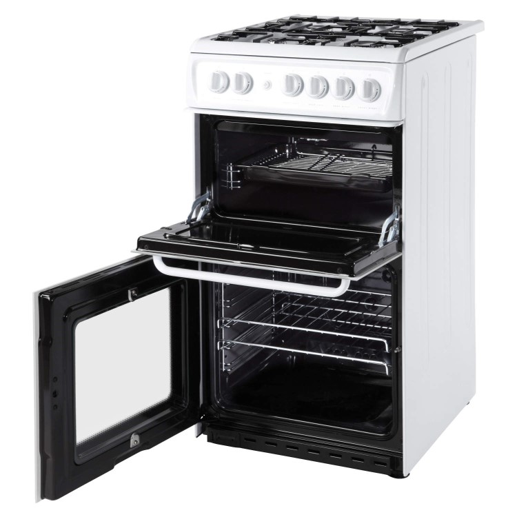 GRADE A1 - Hotpoint HAG51P 50cm Twin Cavity Gas Cooker - White