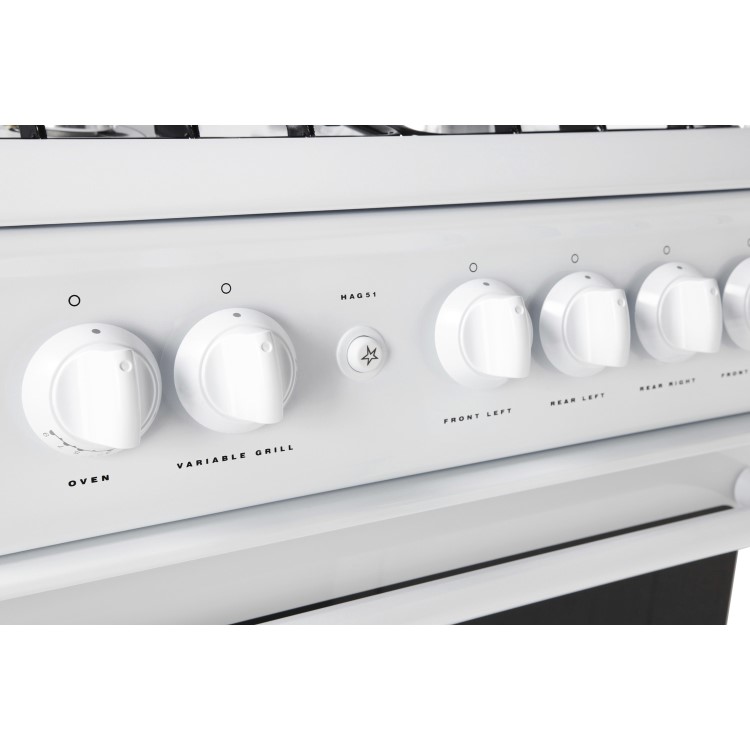 GRADE A1 - Hotpoint HAG51P 50cm Twin Cavity Gas Cooker - White