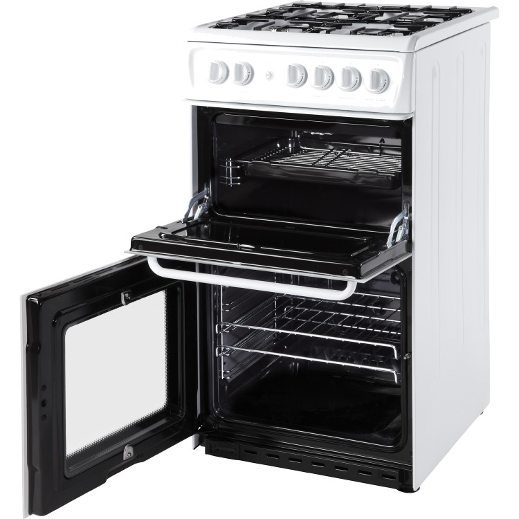 GRADE A1 - Hotpoint HAG51P 50cm Twin Cavity Gas Cooker - White