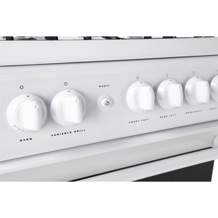 GRADE A1 - Hotpoint HAG51P 50cm Twin Cavity Gas Cooker - White