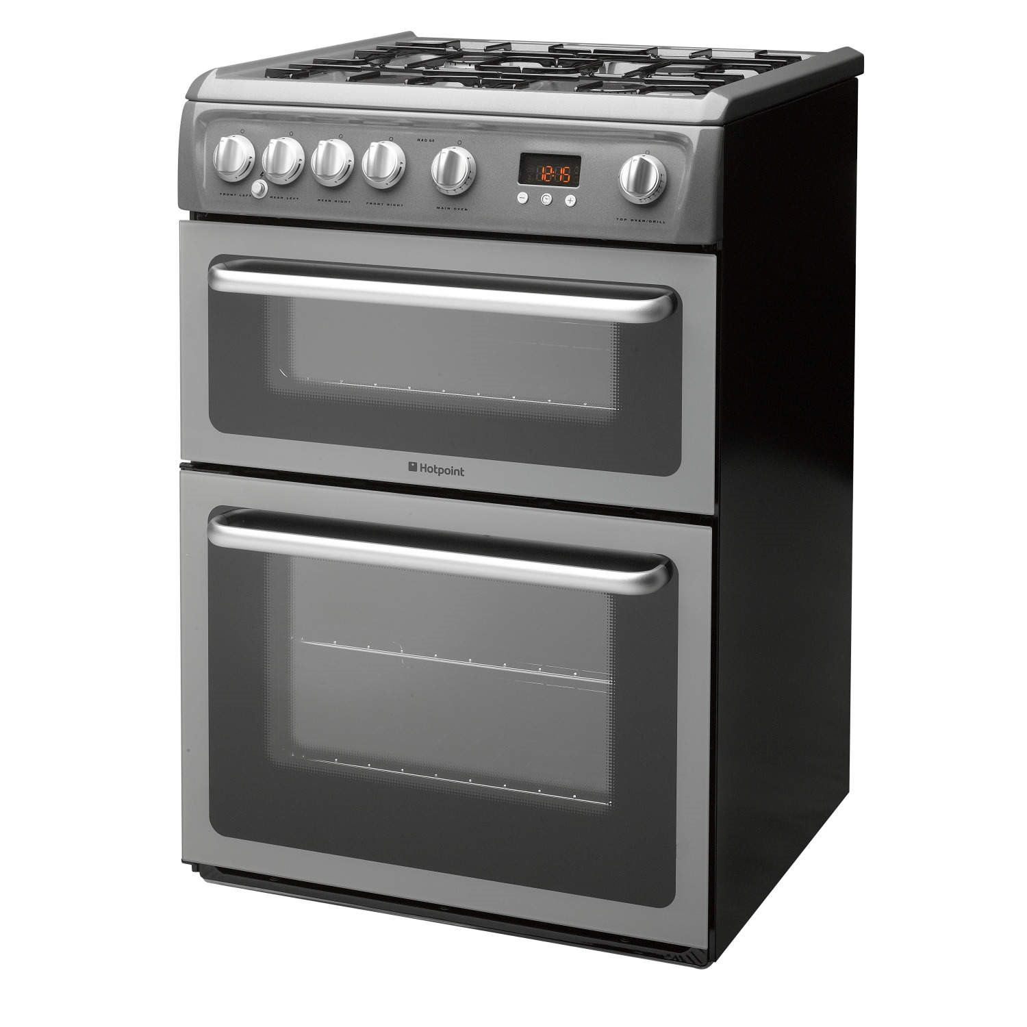 Hotpoint HAG60G 60cm Double Oven Gas Cooker Graphite Appliances Direct hotpoint-hag60g-60cm-double-oven-gas-cooker-graphite-appliances-direct