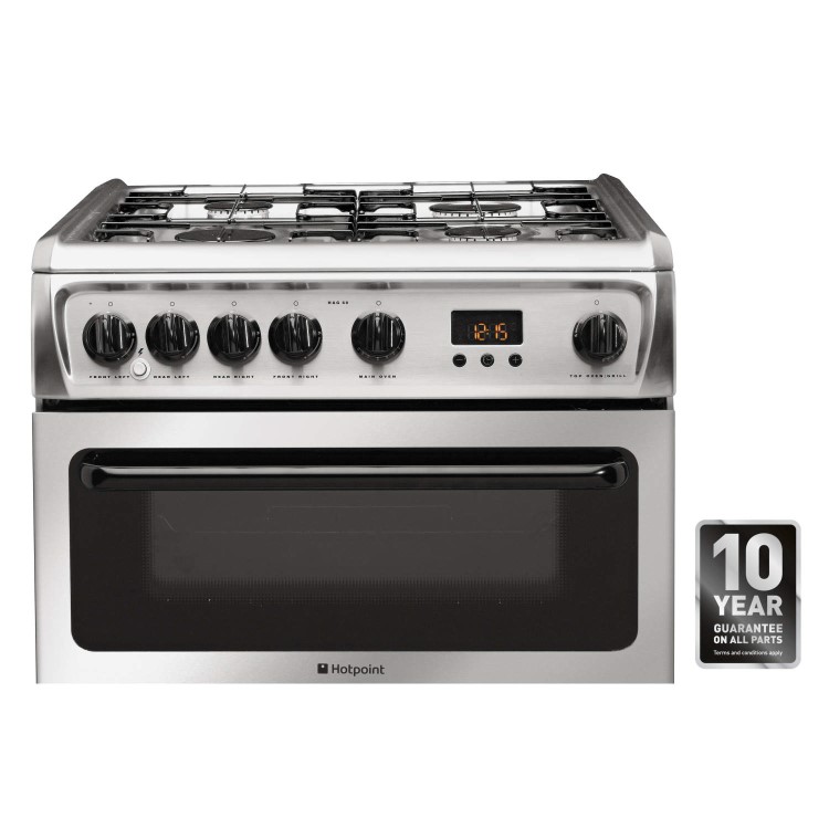 Hotpoint HAG60X 60cm Double Oven Gas Cooker - Stainless Steel