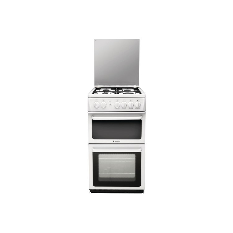 Refurbished Hotpoint HAGL51P 50cm Double Cavity Gas Cooker White