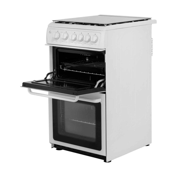 Refurbished Hotpoint HAGL51P 50cm Double Cavity Gas Cooker White