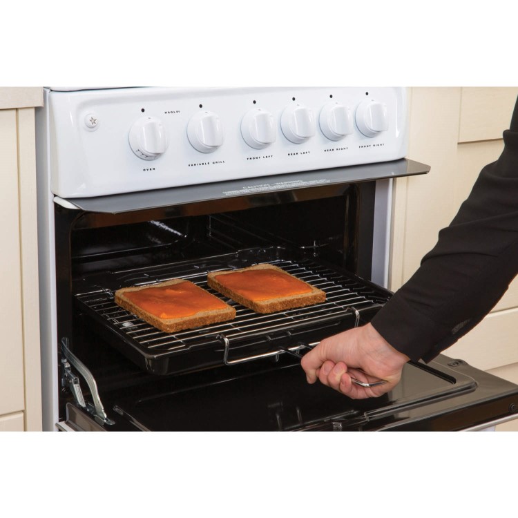 Refurbished Hotpoint HAGL51P 50cm Double Cavity Gas Cooker White