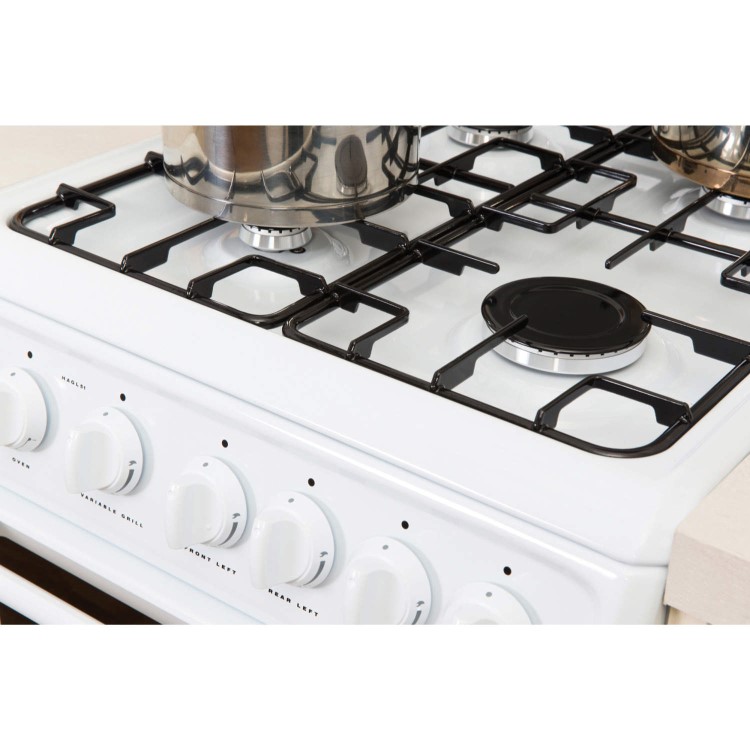 Refurbished Hotpoint HAGL51P 50cm Double Cavity Gas Cooker White