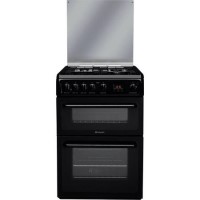 Hotpoint 60cm Double Oven Gas Cooker with Lid - Black
