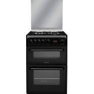 GRADE A3 - Heavy cosmetic damage - Hotpoint HAGL60K 60cm Double Oven Gas Cooker With Lid Black