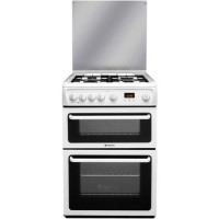 Hotpoint 60cm Double Oven Gas Cooker with Lid - White Hotpoint 60cm Double Oven Gas Cooker with Lid - White